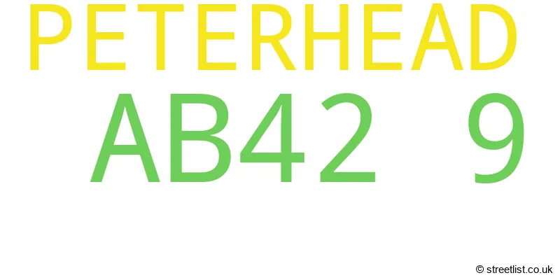 A word cloud for the AB42 9 postcode